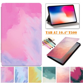 เคสหนัง PU ฝาพับ กันกระแทก ลายน่ารัก พร้อมช่องใส่บัตร สําหรับ Samsung Galaxy Tab A7 10.4 นิ้ว 2020 SM-T500 SM-T505 SM-T507