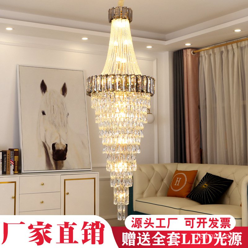 Duplex Stair Chandelier Light Luxury Duplex Hollow Rotating Lamps Living Room Internet Celebrityloft