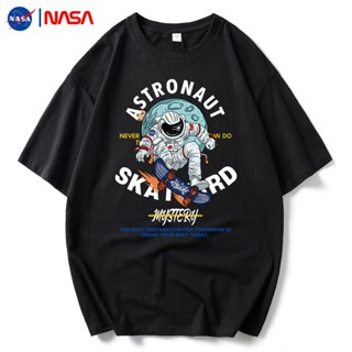 เสื้อยืดแขนสั้น คอกลม พิมพ์ลายนักบินอวกาศ NASA สไตล์เกาหลี สําหรับนักเรียน