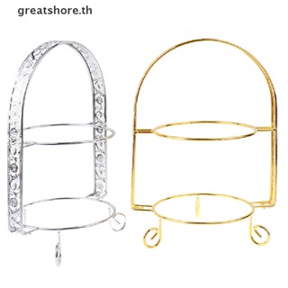 Greatshore ชั้นวางเค้ก ผลไม้ ขนมหวาน แบบโลหะ สองชั้น สีทอง สําหรับตกแต่งงานปาร์ตี้ TH