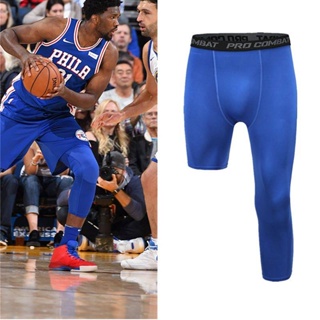 NBA Sports Long and Short Tights Cropped Pants Mens Single Leg Basketball Shorts Running Fitness Training Bottoming Compression ofLn