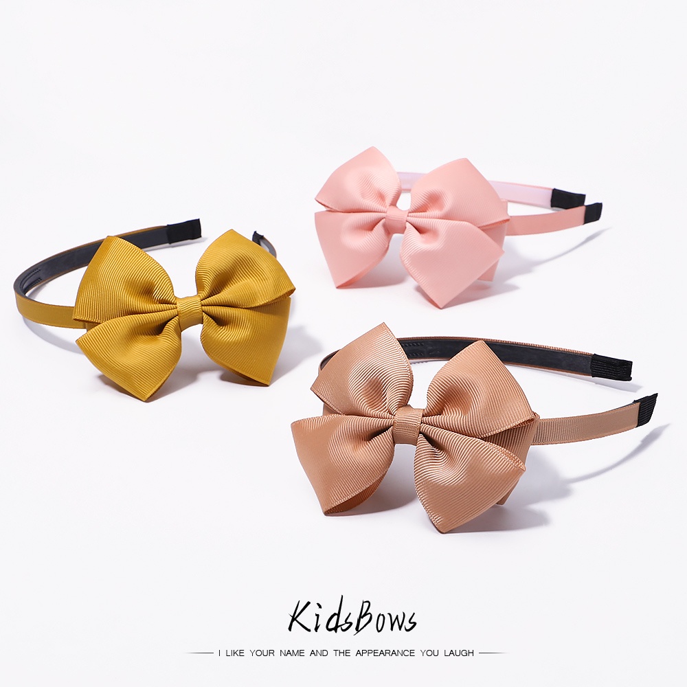 ยางรัดผม ริบบิ้นโบว์ ขนาดใหญ่ สีพื้น แฮนด์เมด สไตล์เกาหลี บูติก สําหรับเด็กผู้หญิง 1 ชิ้น