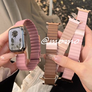 สายนาฬิกาข้อมือหนังลิ้นจี่ แม่เหล็กดูด สําหรับ IWatch Series SE S8 S7 6 4 3 2 S8 Ultra