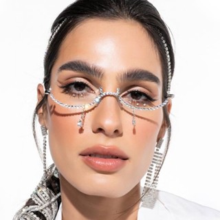 2022 new water drop semicircle glasses frame fashion personalized punk street shot rhinestone glasses frame womens Glass frame 2CJS