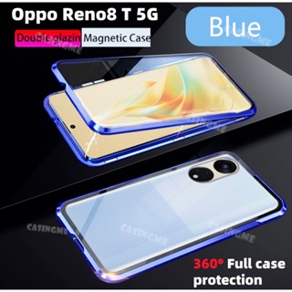 เคสโทรศัพท์มือถือ แบบฝาพับ สองด้าน ป้องกัน ปิดด้านหลัง โลหะ สําหรับ Oppo Reno8 T 5G 8 T 8T 8T 4G 5G