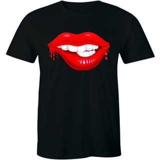 Sexy Seductive Biting Red Lips Shirt Kiss Glam Glamour Diva Mens T-shirt TeeCotton T-Shirt_12