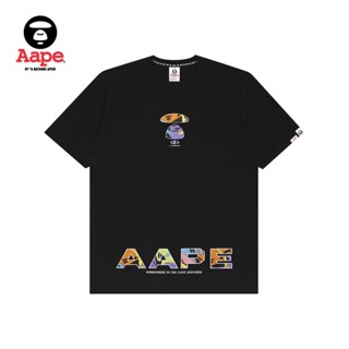 Aape เสื้อยืดคอกลม แขนสั้น พิมพ์ลายตัวอักษร สีตัดกัน แฟชั่นฤดูใบไม้ผลิ ฤดูร้อน สําหรับผู้ชาย