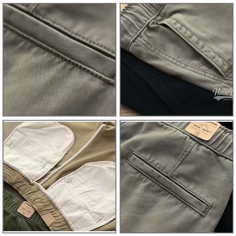 PannoFluxus กางเกงขาสั้น กางเกงกีฬา ห้าส่วน กากี แฟชั่นฤดูร้อน สําหรับผู้ชาย ไซซ์ M - 3XL - รูปที่ 3