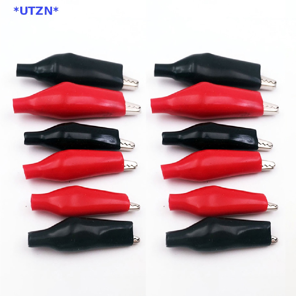 Utzn> ใหม่ โพรบทดสอบปากจระเข้ พลาสติกนิ่ม ขนาดเล็ก 28 มม. สีดํา แดง ดํา เหลือง 12 ชิ้น
