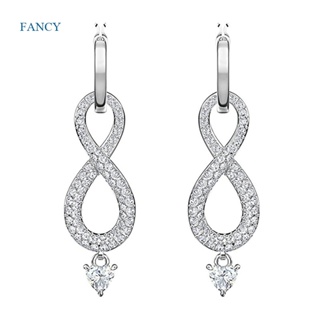 Fancy ใหม่ ต่างหูระย้า รูปหัวใจ ตัวเลข 8 ประดับเพทาย หรูหรา เครื่องประดับแฟชั่น สําหรับผู้หญิง งานแต่งงาน นิรันดร์