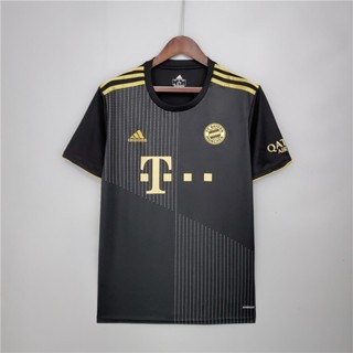 เสื้อกีฬาแขนสั้น ลายทีม Bayern Munich สีดํา คุณภาพดี 2021-2022