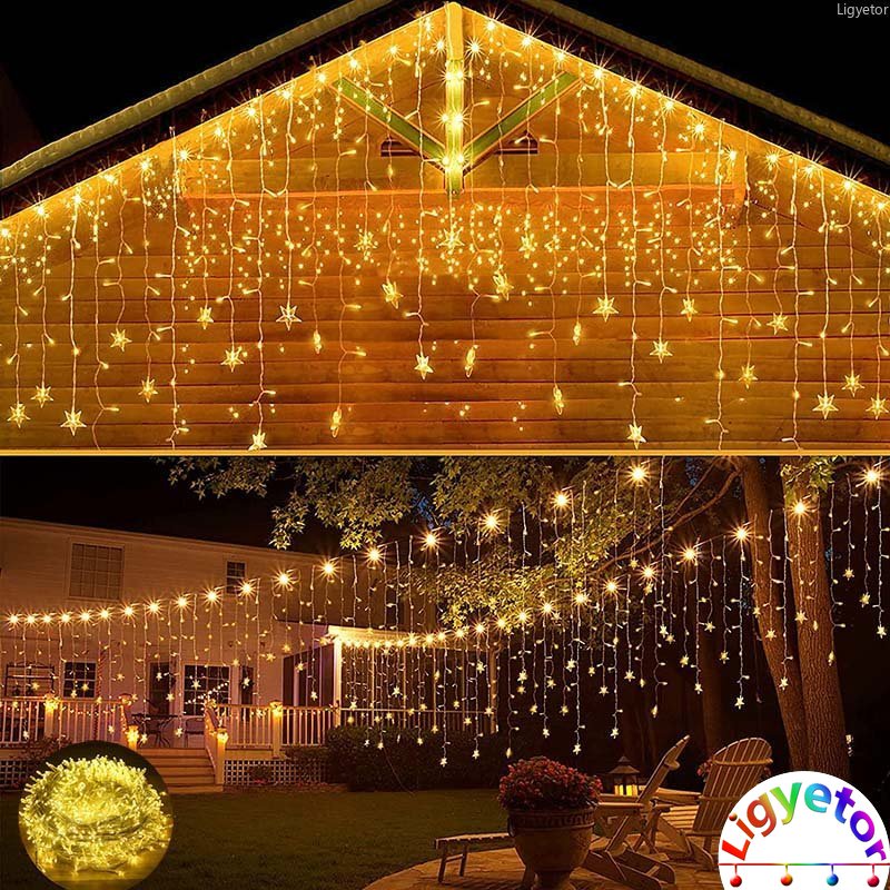 แนะนำ ผ้าม่าน 216/96LED Icicle Fairy ไฟกันน้ํากลางแจ้งคริสต์มาส String Light ผ้าม่านไฟ Party Festival Decor พลังงานแสงอาทิตย์/ปลั๊ก ราคาพิเศษ มีเก็บเงินปลายทาง