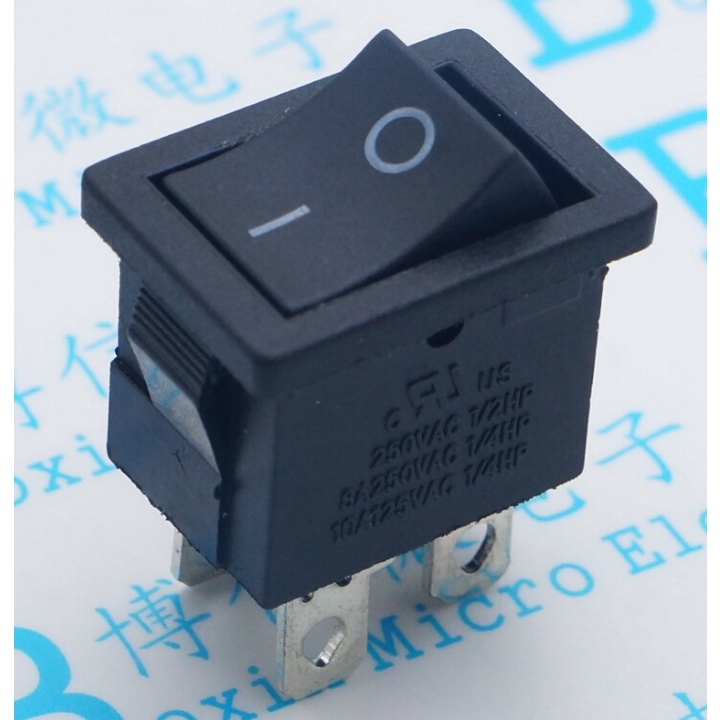สวิตช์โยก สี่ขา KCD1-104 4-pin 2-speed สีดํา 15 * 21