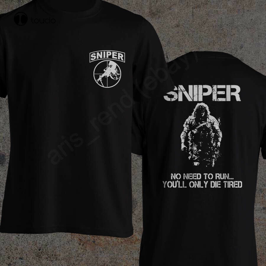 local Sniper No Need To Run Usmc Army Marine Corps Elite Double Printing Men T-Shirt mens athletic s