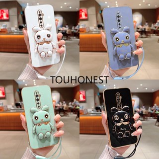 เคส Oppo Reno6 Pro Plus เคส Oppo Reno2 Z เคส Oppo Reno2 F เคส Oppo Reno4 SE Case Oppo Reno 6Z Case New Cute Rabbit Bracket Mobile Phone Cover Case With Rope โทรศัพท์มือถือ ลายกระต่ายน่ารัก พร้อมสายคล้อง สําหรับ