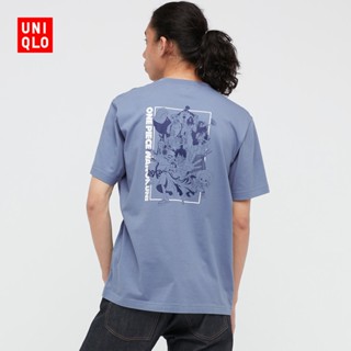 Uniqlo เสื้อยืดลําลองสําหรับผู้ชาย / ผู้หญิงแขนสั้นคอก ลมลายการ์ตูน One piece Anime 440673