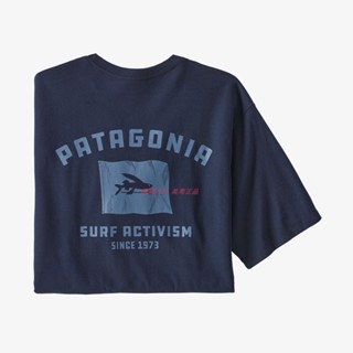 Patagonia Bata P-6 Logo เสื้อยืดลําลองสําหรับผู้ชายผู้หญิงผ้าฝ้ายแขนสั้นคอกลม 38504