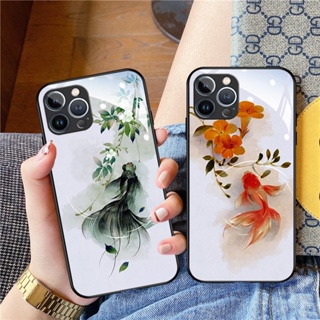 Dmy เคสกระจกนิรภัย สําหรับ iphone 13 12 mini 14 pro max 11 XS max X XR 6S plus 7 8 plus 6