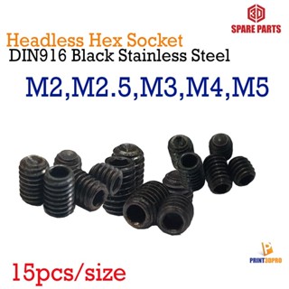 Headless Hex Socket M2 M2.5 M3 M4 M5 DIN916 Stainless Steel Set Screw,Groove Screw น็อตล็อคหกกเหลี่ยม