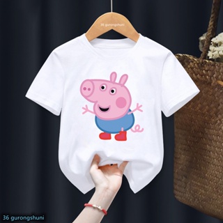 เสื้อยืดแขนสั้น พิมพ์ลายการ์ตูน Peppa Pig George Pig Mummy สําหรับเด็กผู้ชาย และเด็กผู้หญิง