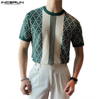 Incerun เสื้อยืด คอกลม แขนสั้น พิมพ์ลาย สําหรับผู้ชาย