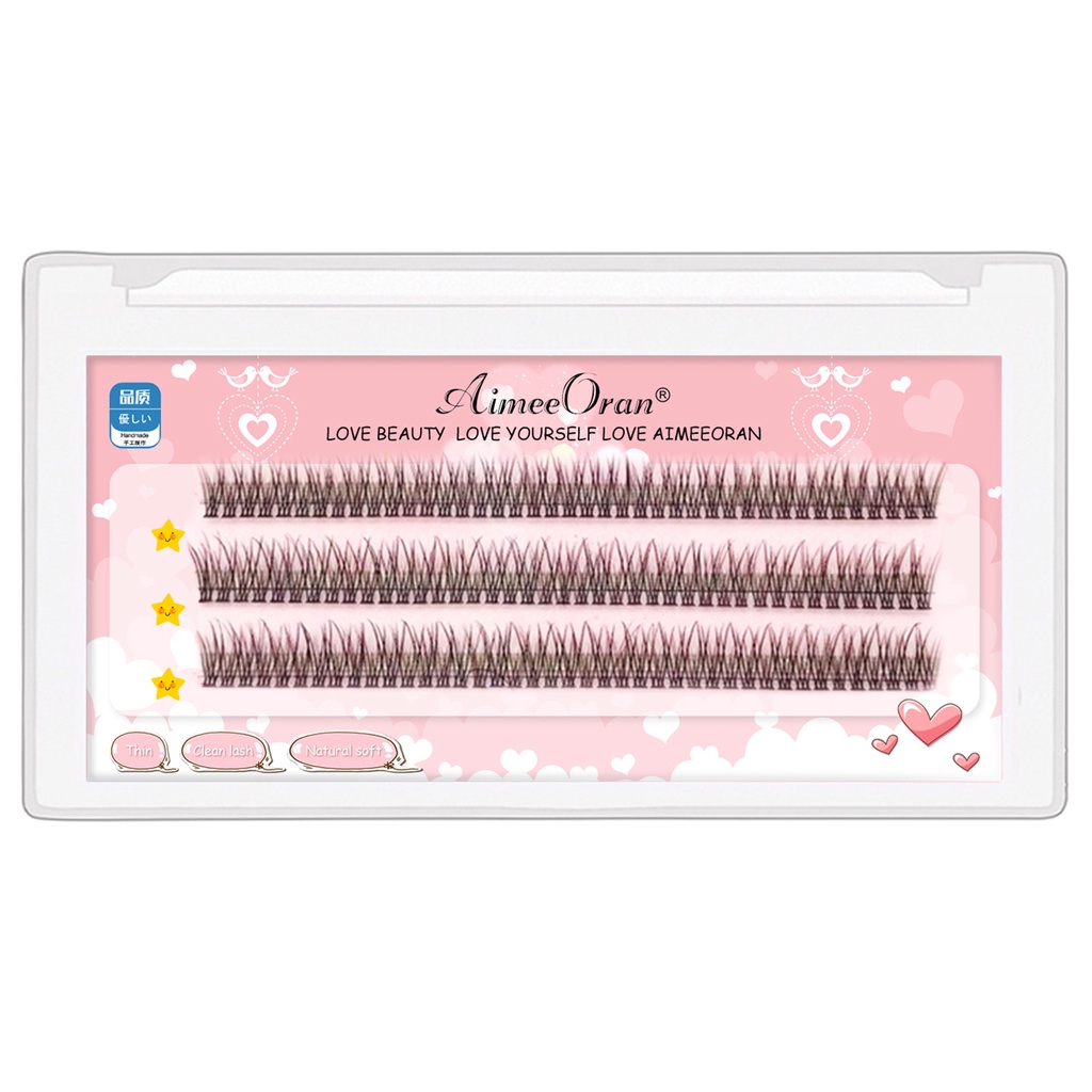 🍉 AimeeOran 3D Fishtail ขนตาปลอมแต่งหน้ามืออาชีพแต่ละคลัสเตอร์ ขนตาต่อขนตาแต่ละช่อขนตาปลอม ชนิดหนา