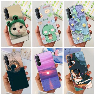 เคสโทรศัพท์ซิลิโคน TPU แบบนิ่ม ลายไดโนเสาร์ และแมว สําหรับ OPPO Reno3 Pro 3 3Pro 4G Reno3Pro Reno 3