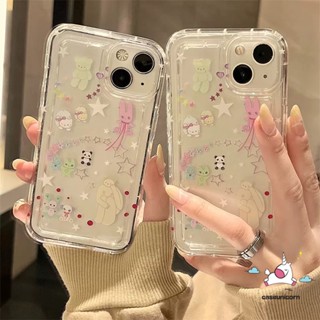 เคสโทรศัพท์มือถือแบบนิ่ม TPU ใส กันกระแทก ลายการ์ตูนหมี คิตตี้น่ารัก สไตล์เกาหลี สําหรับ iPhone 7plus XR 11 14 13 12 Pro MAX 7 8 6 6S Plus X XS MAX 8plus SE 2020