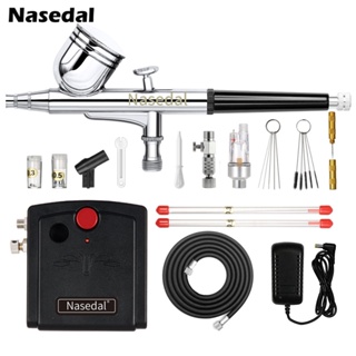 Nasedal Dual-Action Airbrush Compressor kit 0.3mm Airbrush Sprayer for Nail Model Cake Car Fish Shoes Painting Tool Make-up Sprayer NT-19