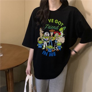 Disney Toy Story เสื้อยืดผู้หญิงขนาดใหญ่ลำลองเสื้อฮาราจูกุฮิปฮอปสตรีทแขนสั้นเสื้อยืด_05