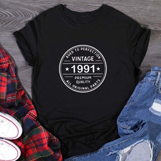 Vintage 1991 T Shirt Women Cotton Short Sleeve Tshirt Tops Letter Fashion T-shirt_03