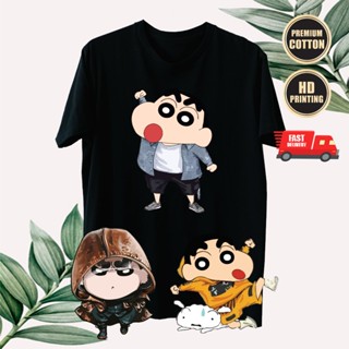 CRAYON SHIN CHAN CASUAL FASHION DOPE GRAPHIC ROUND NECK BLACK WHITE T-SHIRT 22 - 24_12