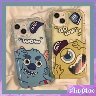 PingCoo - Case For iPhone 14 13 12 11 Plus Pro Max XR TPU Soft Clear Jelly Airbag Case Cute Cartoon Monster Camera Protection Shockproof Back Cover