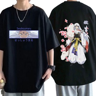 T5r6 【พร้อมส่ง】เสื้อยืด พิมพ์ลายอนิเมะ Demon Inuyasha สําหรับผู้ชาย และผู้หญิง#39; s เสื้อยืดลําลอง แขนสั้น ลายมังง_01