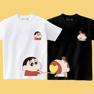 SUP Couple T shirt Men Woman Short Sleeve Unisex Graphic Tees Black White#Crayon Shinchan_12