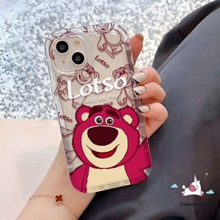 เคสโทรศัพท์มือถือ ซิลิโคนนิ่ม TPU ใส กันกระแทก ลายการ์ตูนหมีสตรอเบอร์รี่น่ารัก สําหรับ iPhone 11 13 12 14 Pro MAX 6 6S 7 8 Plus XR X XS MAX