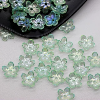 ลูกปัดอะคริลิคใส ลายดอกไม้ แฮนด์เมด 12 มม. DIY 100 ชิ้น