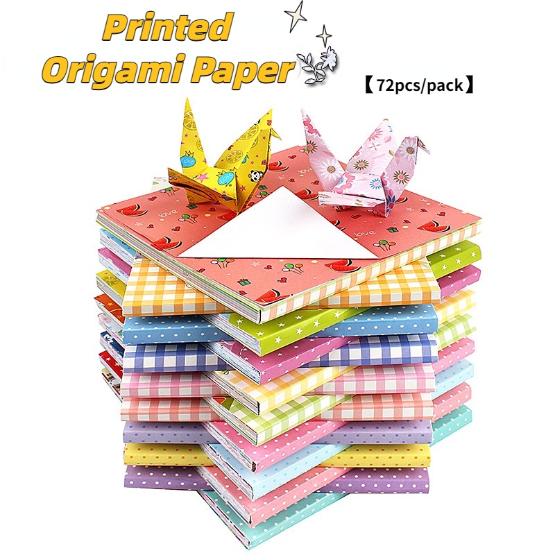 กระดาษโอริงามิ ทรงสี่เหลี่ยม พิมพ์ลายดอกไม้ แฮนด์เมด Diy ขนาด 14.5 เซนติเมตร มี 72 แผ่นต่อแพ็ค