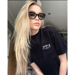 Sporty &amp; Rich American retro เสื้อกีฬาแขนสั้น พิมพ์ลายตัวอักษร โลโก้ขนาดเล็ก