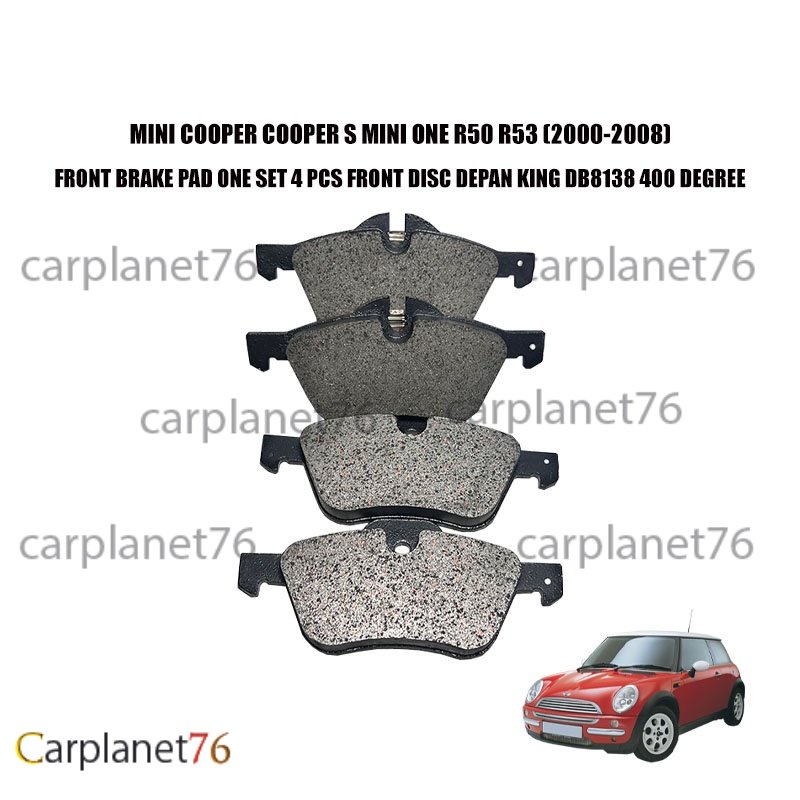 MINI COOPER COOPER S MINI ONE R50 R53 (2000-2008) ผ้าเบรคหน้าหนึ่งชุด 4 ชิ้นแผ่นดิสก์ด้านหน้า DEPAN 