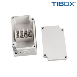 TIBOX TJ-4P-M กล่องพลาสติก พร้อมเทอร์มินอลบล็อก (Plastic Terminal Block Box IP66) 4Pole 10A Size : 91x55x43 mm.