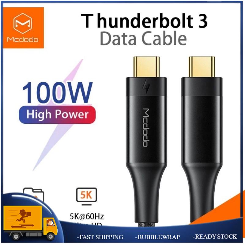 Mcdodo CA-876 สาย Thunderbolt 3.0 0.8M (USB-C to USB-C) รองรับการชาร์จ 100W / การถ่ายโอนข้อมูล 40Gbp