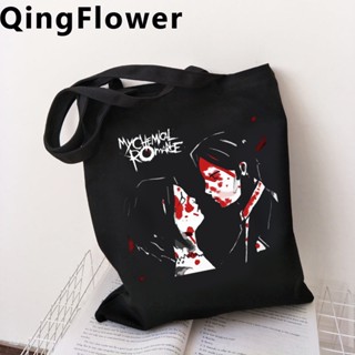 กระเป๋าถือ กระเป๋าช้อปปิ้ง ผ้าแคนวาส ลาย My Chemical Romance พับได้