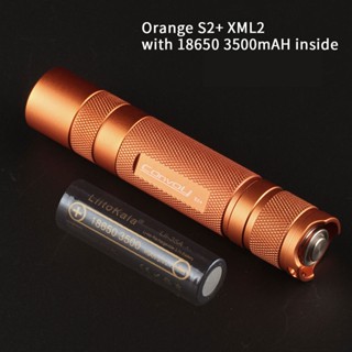 Convoy ไฟฉาย LED S2+ Orange XML2 U2-1A EDC พร้อมแบตเตอรี่ 18650 3500mAH