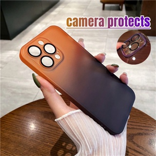 เคสโทรศัพท์มือถือ ไล่โทนสี กันกระแทก ป้องกันเลนส์กล้อง สองสี หรูหรา สําหรับ iPhone 13 12 Pro Max 14 Promax 14 Plus