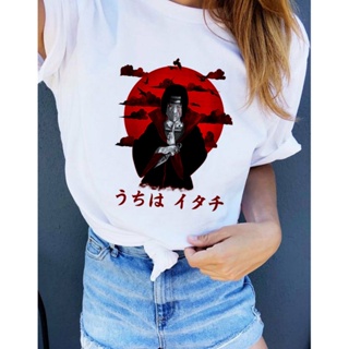 🔥 เสื้อยืดคอกลม แขนสั้น พิมพ์ลาย Naruto Uchiha Itachi สีขาว แฟชั่นฤดูร้อน สําหรับผู้หญิง 🔥