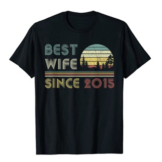 Cotton T-Shirt Best Wife Since 2015 Custom Tops Shirts Family Men Top s Custom_03