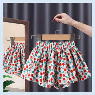 Girls floral shorts cotton skirt pants 2022 summer new flower loose hot pants beach pants wide leg pants outer wear