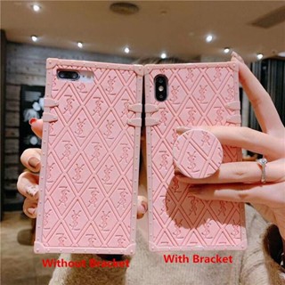 For iPhone 14 Plus 14 Pro MAX Fashion Brand Square Phone Case With Bracket Holder