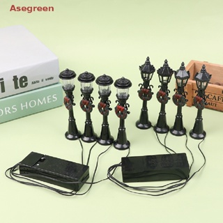 [Asegreen] โคมไฟถนนคริสต์มาส ขนาดเล็ก อุปกรณ์เสริม สําหรับตกแต่งบ้านตุ๊กตา 4 ชิ้น ต่อชุด